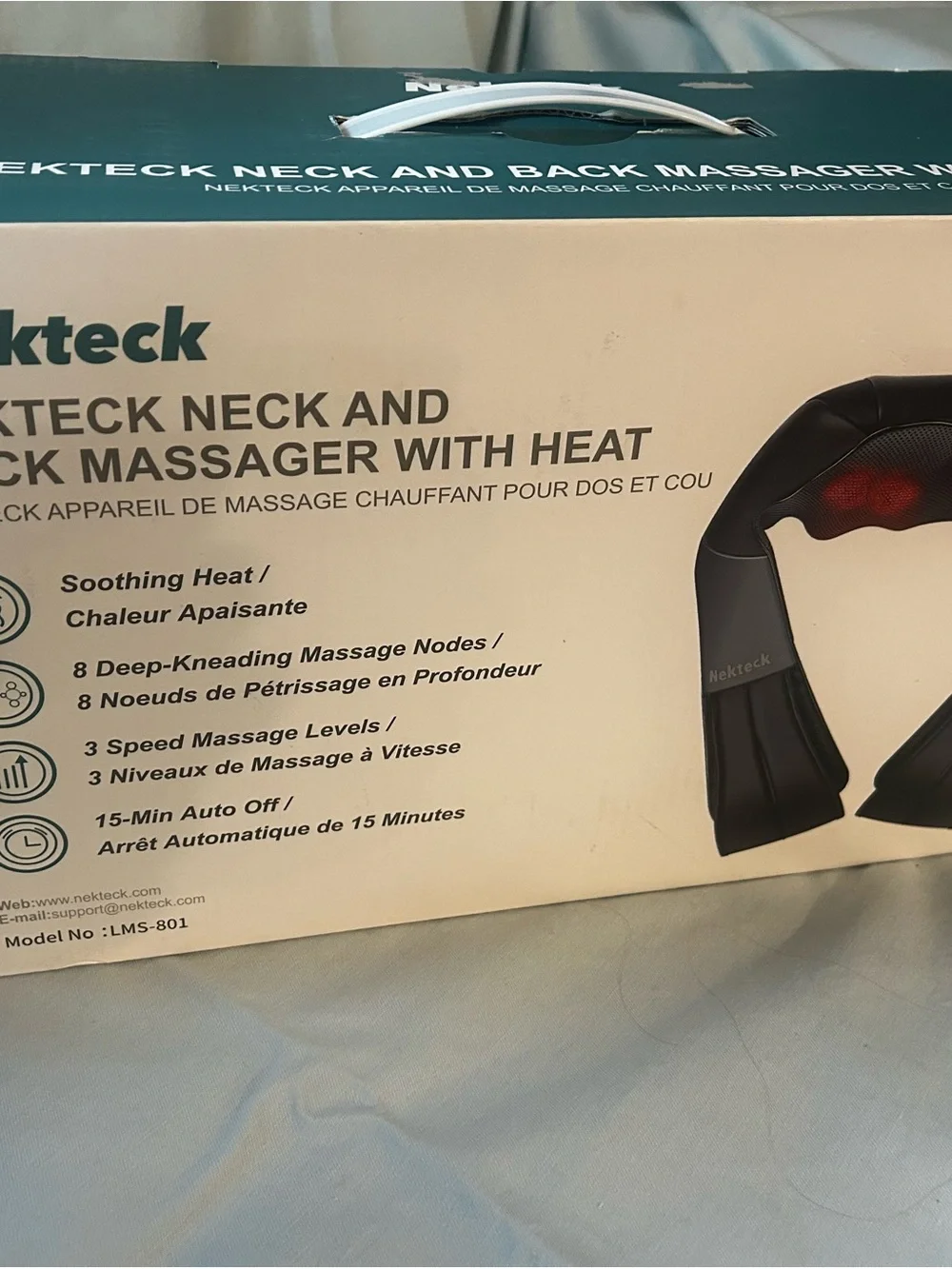 Nekteck Neck and Back Massager with Heat - Black and Red